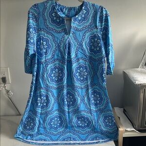 Coolibar Blue Patterned Midi Dress